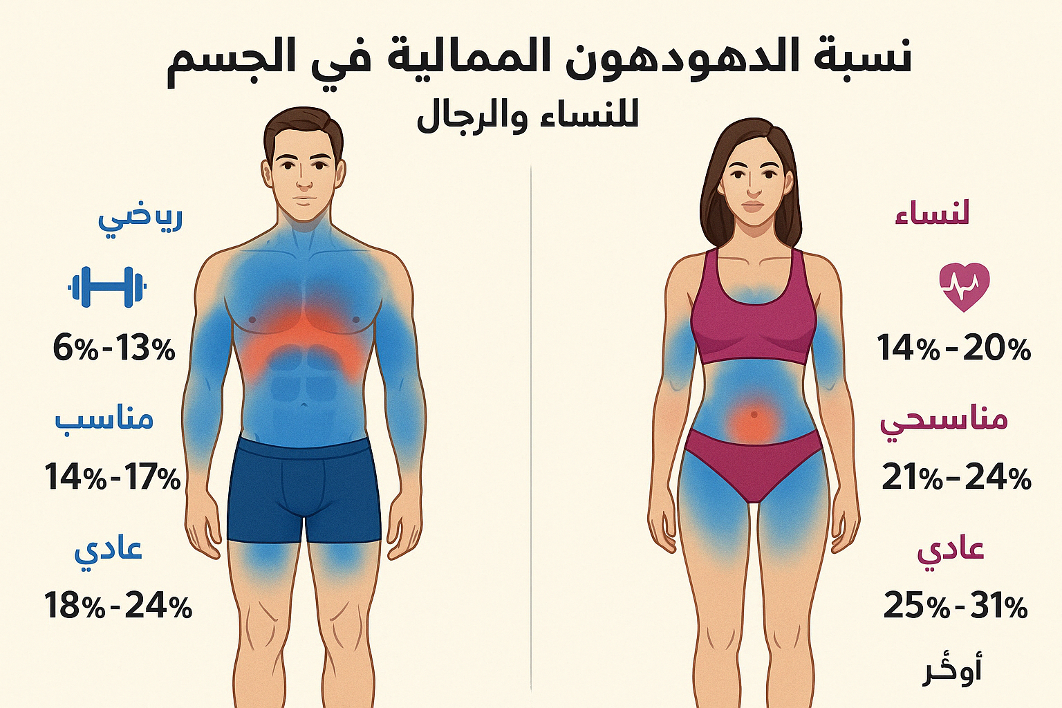 نسبة الدهون في الجسم المثالي